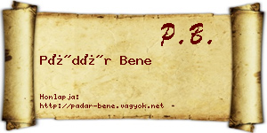 Pádár Bene névjegykártya
